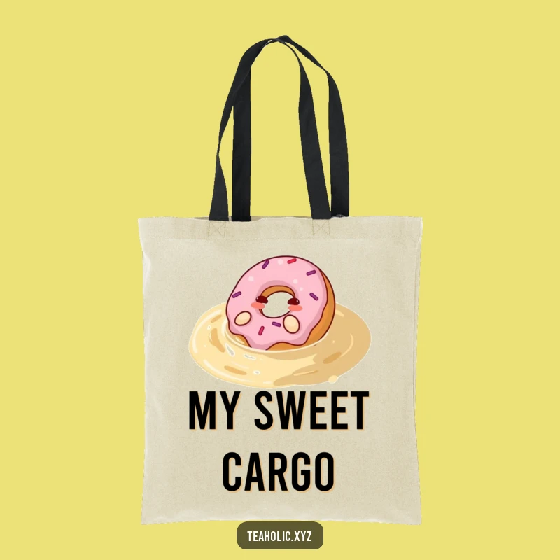Funny Happy Donut Tea Pool Tote Bag - Carry Your Sweetness & Smiles