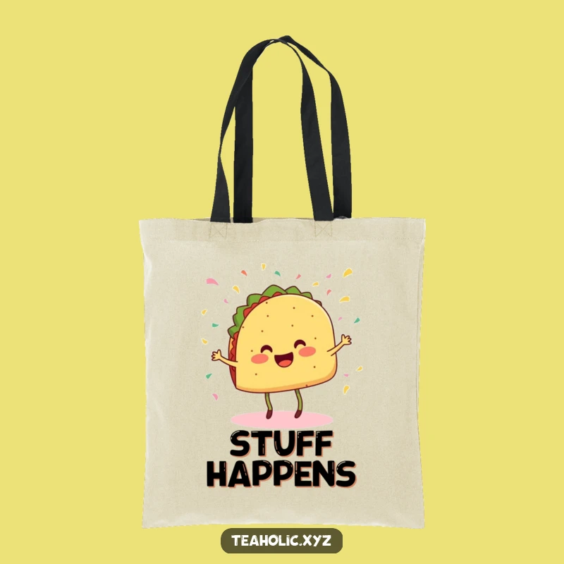Funny Taco Tote Bag - Cheerful Dancing Taco, Reusable Fiesta Bag